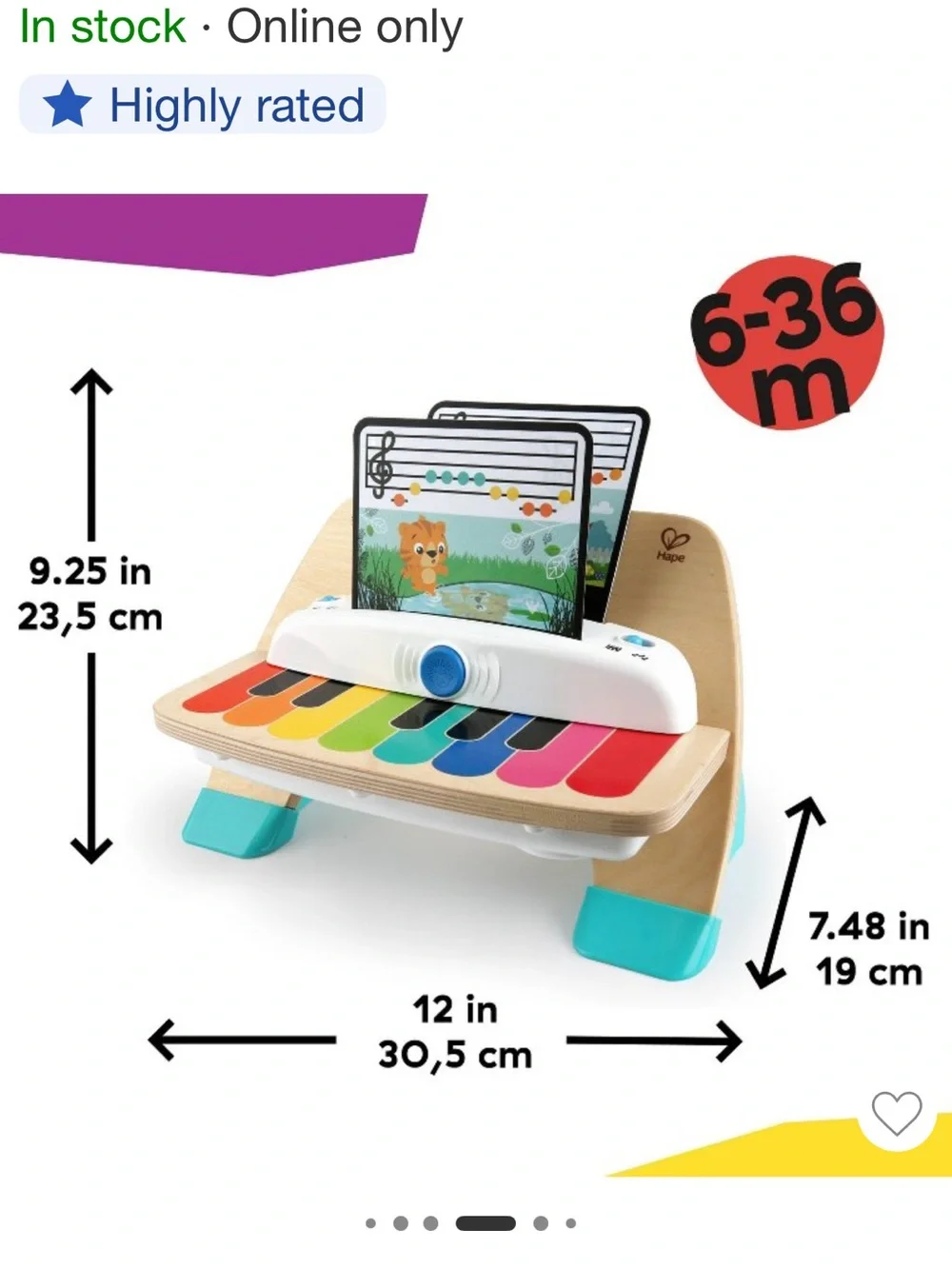 Baby Einstein Magic Touch Wooden Piano - like new in box, with all accessories